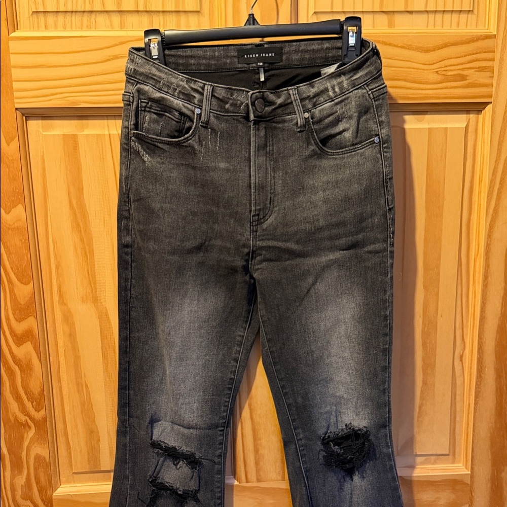 Risen Black Distressed flare Jeans